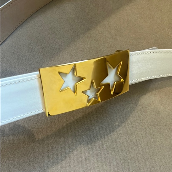 White Leather Belt with Gold Star Buckle main image 7